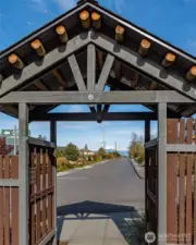 Communty entrance/exit lookout onto the street.