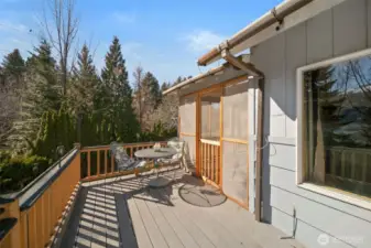 Back deck off of screened-in porch.