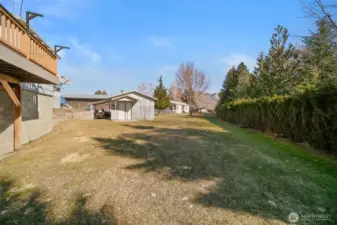 Back yard with workshop.
