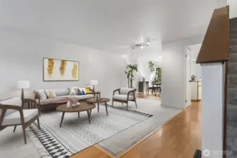 Family room virtually staged