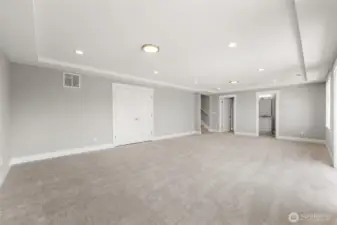 A party-sized lower recreation room for all your entertaining needs.