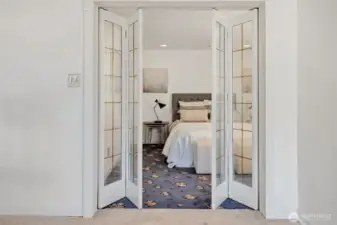 This downstairs 3rd bedroom may not be conforming, there is no window egress. There are 2 ways to exit towards the basement egress door-one directly across from the egress doors and the other into the hallway.