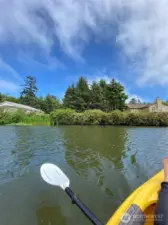 From the Kyak looking at the property, mild slope to water