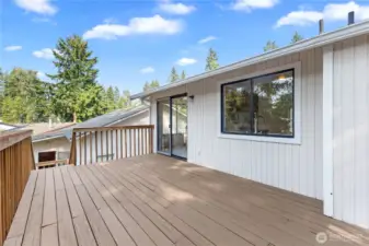 Deck off dining area sliding door.