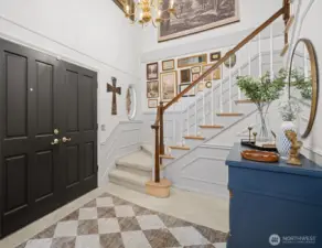 Spacious foyer with statement entry