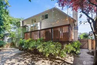 Private backyard with mature landscaping