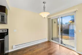 Private patio extends off of the dining room.