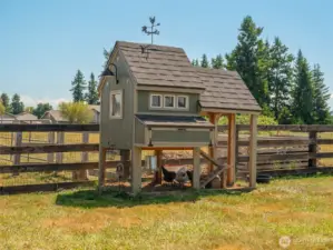 A durable, predator-proof chicken coop complements the equestrian and gardening amenities, ideal for homegrown eggs