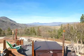 Hot tub with up-valley views is in a lovely setting at any time and particularly dramatic during meteor and aurora events!