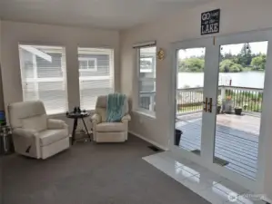 Family Room w/ doors leading out to the Rear Deck.
