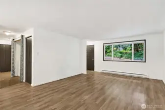 Living. Entry.  Hall.  Trees provide west shade.