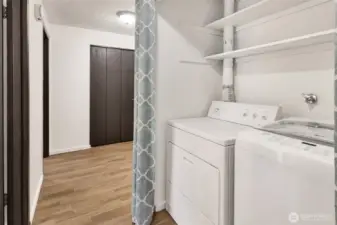 Full size laundry closet plus additional full storage closet.