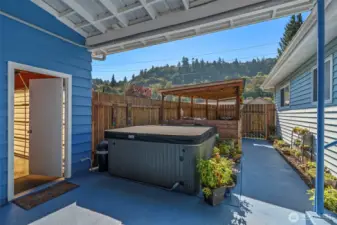 Covered hot tub