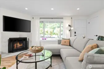 Oversized great room windows illuminate natural light