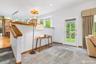 Family room has a door out to patio