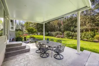 Covered patio is a lovely retreat
