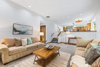 Family room lookin g back at kitchen
