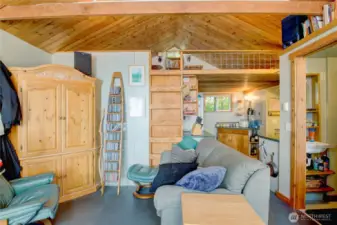 Loft area used as second bedroom for guests.