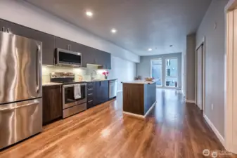 Sleek cabinetry with undermount lighting