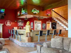 Huge custom bar with neon beer signs