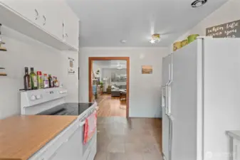 The kitchen has that cozy feel of being separated from the entertaining area but still a part of everything going on.