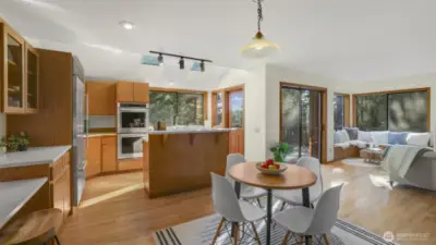 Open-concept design highlighting the seamless connection between the kitchen and living room.