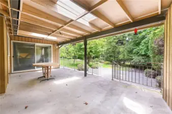 Covered back deck off the Primary and the dining area.