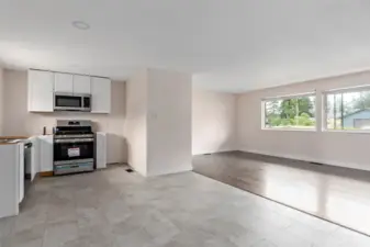 The Kitchen is not finish, waiting on the rest of the cabinets to arrive.