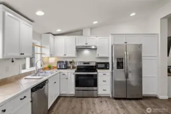 Can lighting and plenty of counter top food prep space.