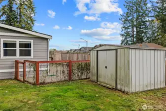 Storage shed stays with home.