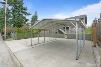 Covered alley access parking