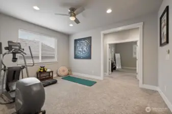 Loft area could function as media space, playroom, work out or office