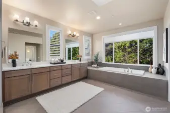 So much counter space! Soaking tub with lovely views.