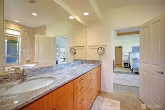 Bathroom adjacent to another bedroom