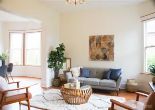 Fir floors and so many windows and natural light