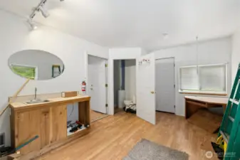 Large 3/4 bathroom attached to big flex room possible bedroom, home gym, office use your imagination.