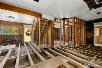 All framing complete, all heating, plumbing and electrical roughed in and signed off in inspection.
