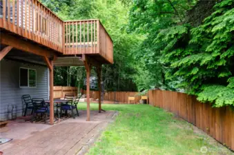 The backyard is fenced, but the property extends past the fence.