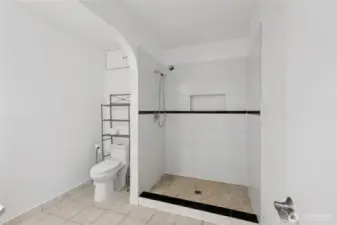 Downstairs bathroom with walk-in shower