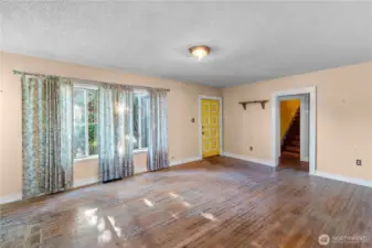 The home owner used paint to make the floors look antique. This 1927 home is ready for you to make the final touches.