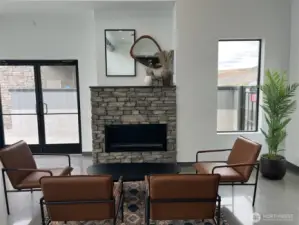 Fireplace area in the club house