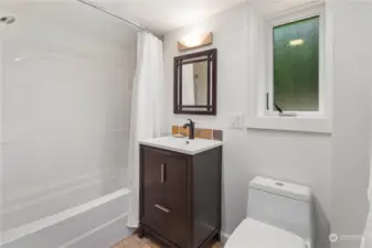 Lower level full bath with heated floor