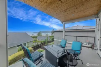 View on the Main level spacious covered deck that has a gas hookup