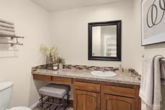 Large updated half bathroom.
