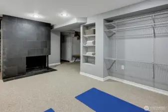 Second gas fireplace on the lower level