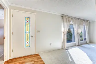 Front door and living room