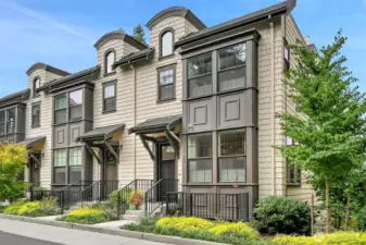 Toll Brothers do an excellent job on Craftsman detailing. This end unit has tons of extra light from north facing windows, so no glare.