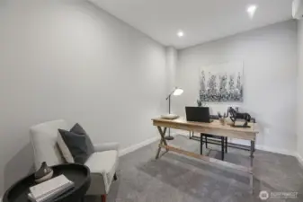 Man Floor Den. Pictures depict a previously built home similar to the home going to be built on this lot. Floor plans, Elevations, colors, upgrades & materials may be different.