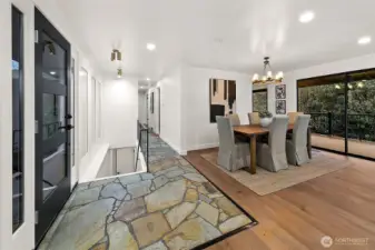 Enter into the open concept dining/living area.