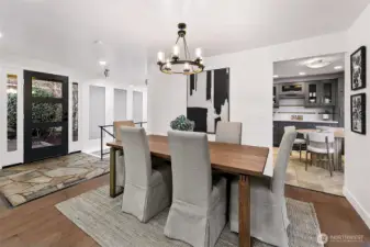 Lots of space for a large dining room table.